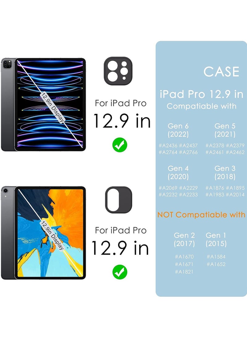 Rock Pow Case for iPad Pro 12.9 Inch (6th/5th/4th/3rd Generation 2022/2021/2020/2018) Pencil Holder Auto Sleep/Wake Camera Protection Transparent Shockproof Back Cover - Image 2