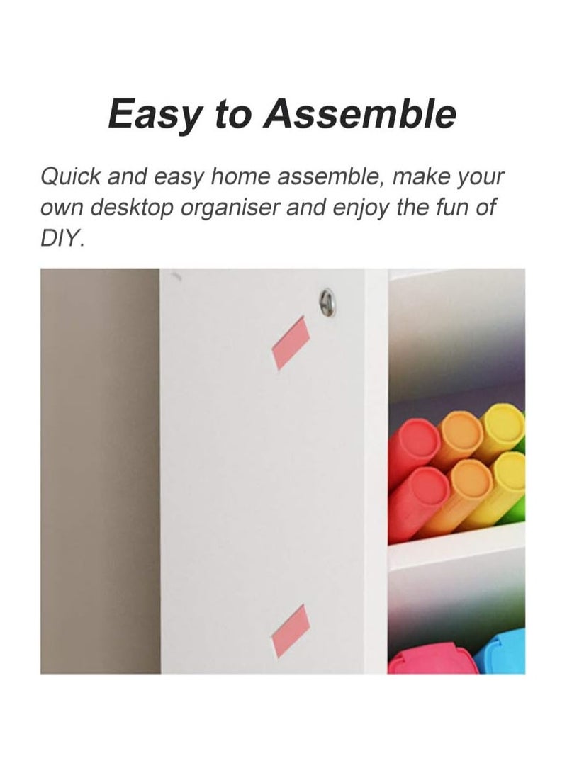 TPGP Desk Organizer with Drawer, White Large Capacity DIY Pen Holder Box, Desktop Stationary Storage Rack for Office, School and Home - Image 2