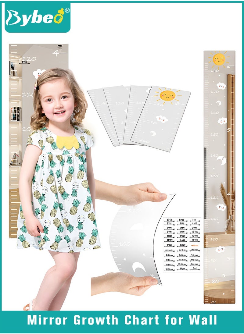 Bybeo - Kids Height Ruler, Height Measurement Chart, Growth Chart Mirror, Mirror Growth Chart for Wall, 70-180cm Height Chart for Kids, Puzzle Mirror Growth Chart for Kids, Kids Room Wall Growth Chart Bedroom Wall Decor, Foldable Height Measuring Mirror - Image 1