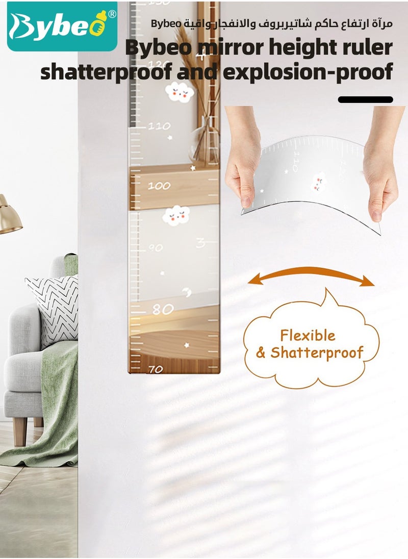 Bybeo - Kids Height Ruler, Height Measurement Chart, Growth Chart Mirror, Mirror Growth Chart for Wall, 70-180cm Height Chart for Kids, Puzzle Mirror Growth Chart for Kids, Kids Room Wall Growth Chart Bedroom Wall Decor, Foldable Height Measuring Mirror - Image 1