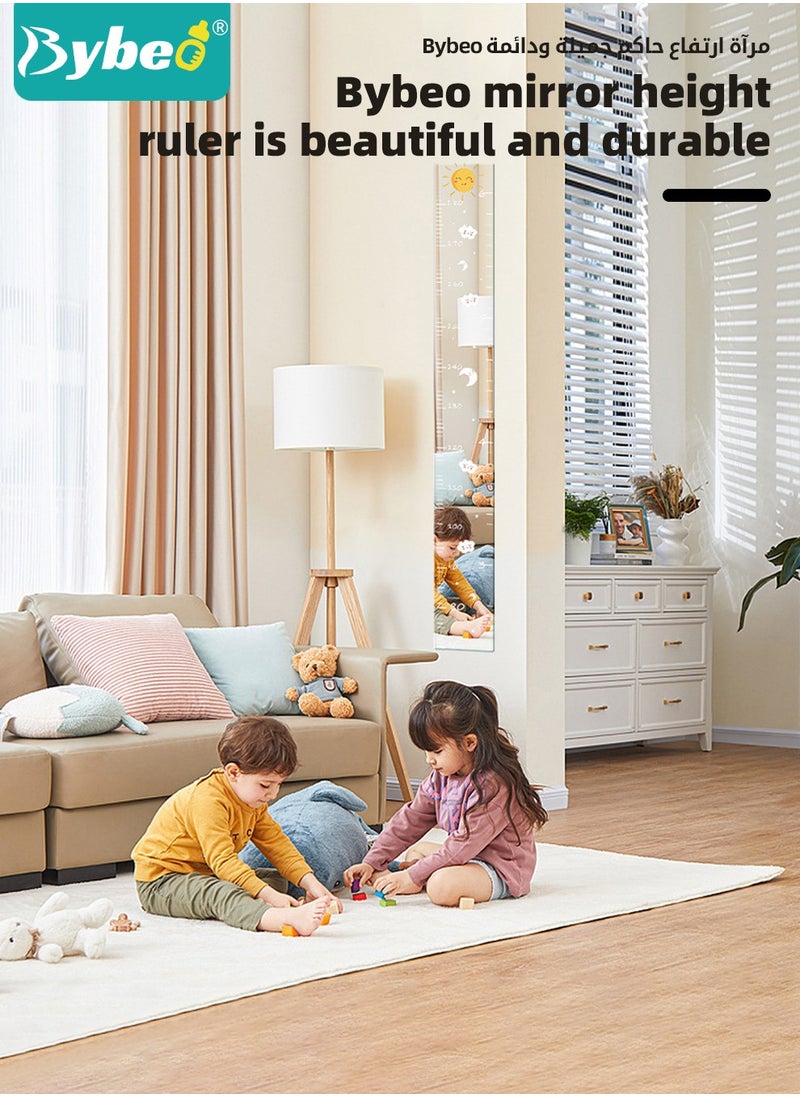 Bybeo - Kids Height Ruler, Height Measurement Chart, Growth Chart Mirror, Mirror Growth Chart for Wall, 70-180cm Height Chart for Kids, Puzzle Mirror Growth Chart for Kids, Kids Room Wall Growth Chart Bedroom Wall Decor, Foldable Height Measuring Mirror - Image 1