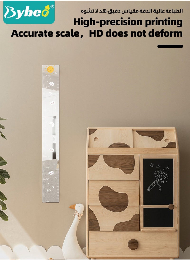 Bybeo - Kids Height Ruler, Height Measurement Chart, Growth Chart Mirror, Mirror Growth Chart for Wall, 70-180cm Height Chart for Kids, Puzzle Mirror Growth Chart for Kids, Kids Room Wall Growth Chart Bedroom Wall Decor, Foldable Height Measuring Mirror - Image 1