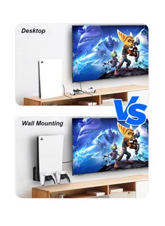 FlashHawk PS5 Wall Mount, PS5 Bracket Kit, with 2 Detachable Controller Holders, Heavy-Duty Aluminum Alloy Mounting, Bracket for Playstation 5 Disc and Digital Edition, Space-Saving Design, Black  - Image 3