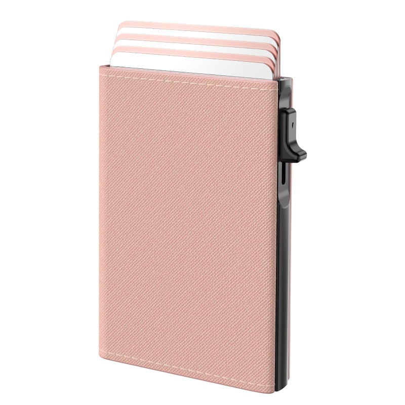 typecase Womens Wallet Card Holder: Pop Up Card Case, Genuine Leather, RFID Blocking, Slim, Minimalist, Thin, Small Size - 9-14 Card Capacity, ID Window, Cash Pocket (Blush Pink) - Image 1