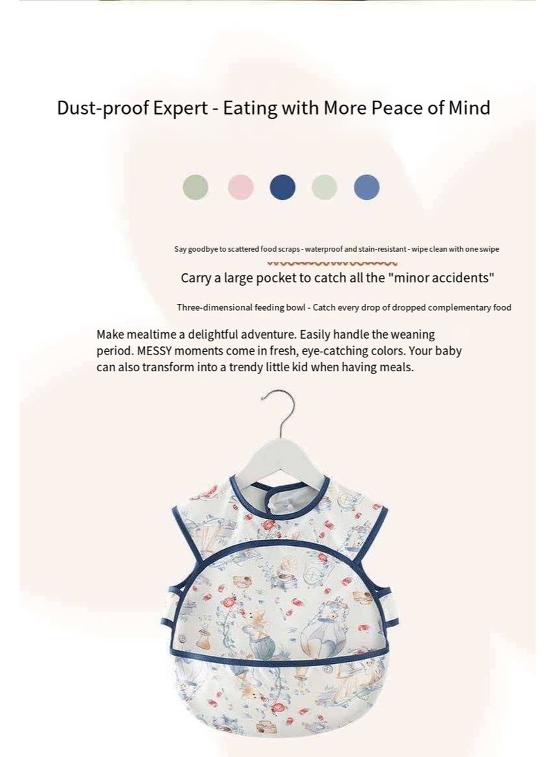 Sleeveless Waterproof Baby Bib for 2-4 Years Old, 43cm Length 37cm Bust 3D Large Food Catcher Toddler Anti-Stain Feeding Apron - Image 5