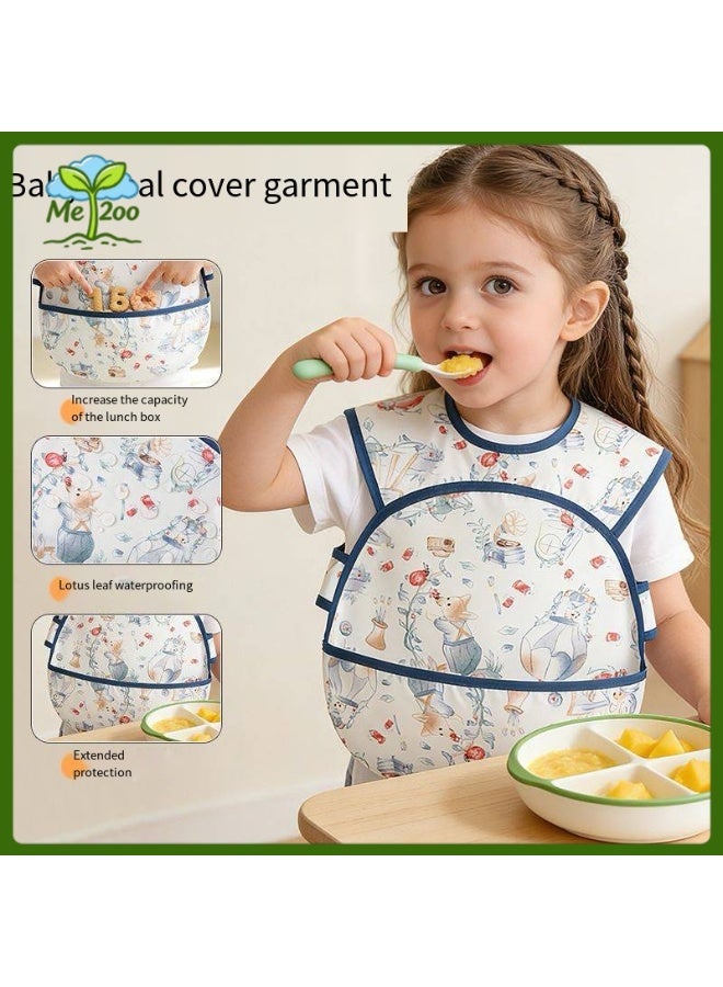 Sleeveless Waterproof Baby Bib for 2-4 Years Old, 43cm Length 37cm Bust 3D Large Food Catcher Toddler Anti-Stain Feeding Apron - Image 1