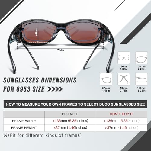 DUCO Wraparound Fitover Glasses Polarized Wear Over Sunglasses for Men Women UV Protection Sun Glasses Driving 8953 - Image 4
