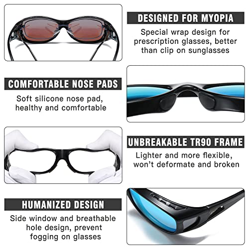 DUCO Wraparound Fitover Glasses Polarized Wear Over Sunglasses for Men Women UV Protection Sun Glasses Driving 8953 - Image 5