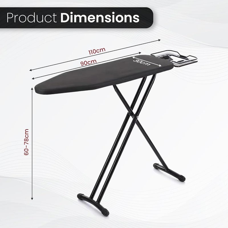 Home Smart Ironing Board with Adjustable Height Space Foldable Heat Resistant Cover Suitable for Most Steam Iron Stations Black (Black) - Image 2