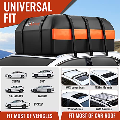 Asinking Car Rooftop Cargo Carrier Bag, 15 Cubic Feet Waterproof Heavy Duty 840D Car Roof Bag for All Vehicle with/Without Racks - Anti-Slip Mat, 6 Door Hooks, Storage Bag, 2 Extra Straps, Luggage Lock - Image 5