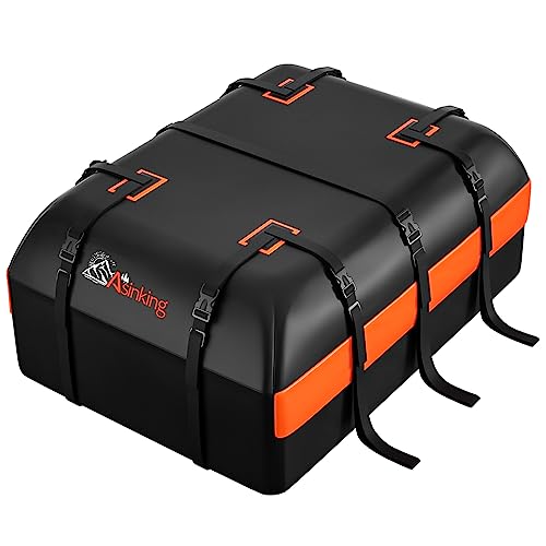 Asinking Car Rooftop Cargo Carrier Bag, 15 Cubic Feet Waterproof Heavy Duty 840D Car Roof Bag for All Vehicle with/Without Racks - Anti-Slip Mat, 6 Door Hooks, Storage Bag, 2 Extra Straps, Luggage Lock - Image 1
