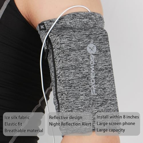 RAKSONIC Running Phone Armband for Men Women,Universal Arm Bands for Phones Below 8 Inches,Waterproof Cell Phone Armband for Hiking,Running,Cycling,Climbing(Grey L) - Image 2