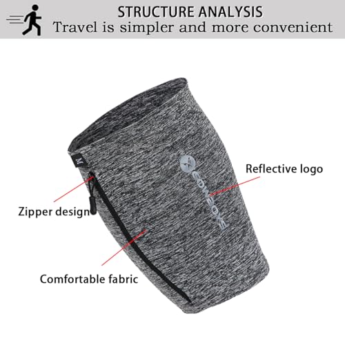 RAKSONIC Running Phone Armband for Men Women,Universal Arm Bands for Phones Below 8 Inches,Waterproof Cell Phone Armband for Hiking,Running,Cycling,Climbing(Grey L) - Image 4