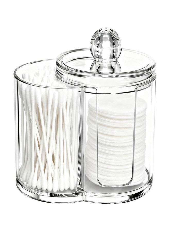 YOSINXU Dual-Compartment Cotton Swab & Pad Organizer with Removable Dustproof Lid, Bathroom Accessories Storage Organizer for Swabs, Cotton-Pads(COLOR:Transparent) - Image 1