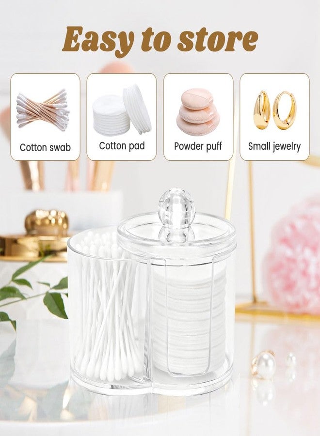 YOSINXU Dual-Compartment Cotton Swab & Pad Organizer with Removable Dustproof Lid, Bathroom Accessories Storage Organizer for Swabs, Cotton-Pads(COLOR:Transparent) - Image 4