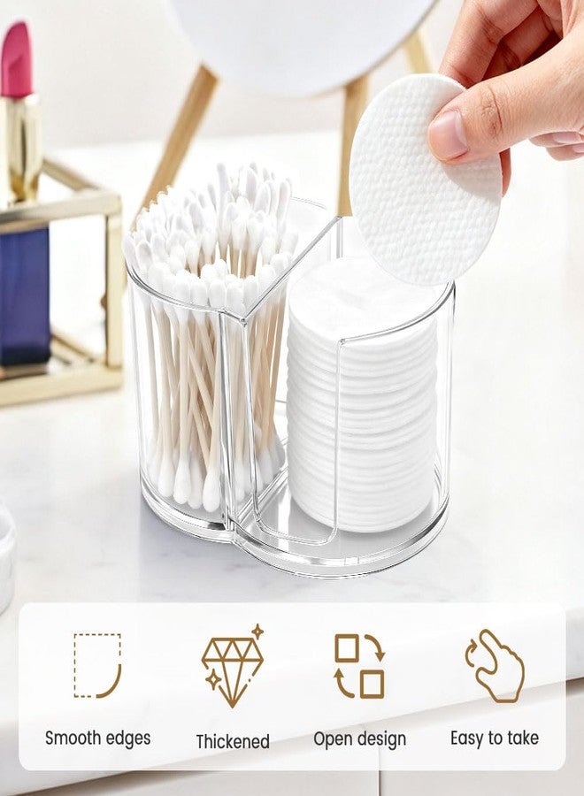 YOSINXU Dual-Compartment Cotton Swab & Pad Organizer with Removable Dustproof Lid, Bathroom Accessories Storage Organizer for Swabs, Cotton-Pads(COLOR:Transparent) - Image 5