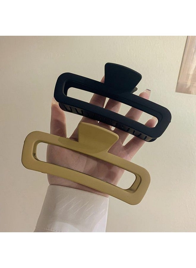 FREEBIES 2 Pcs 5 Inch Extra Large Rectangle Hair Clips Claw Clips for Thick Hair,Jumbo Lattice Claw Clips,Oversized Matte Non-slip Rectangle Hair Clips for Women,Big Strong Hold Jaw Clip - Image 1