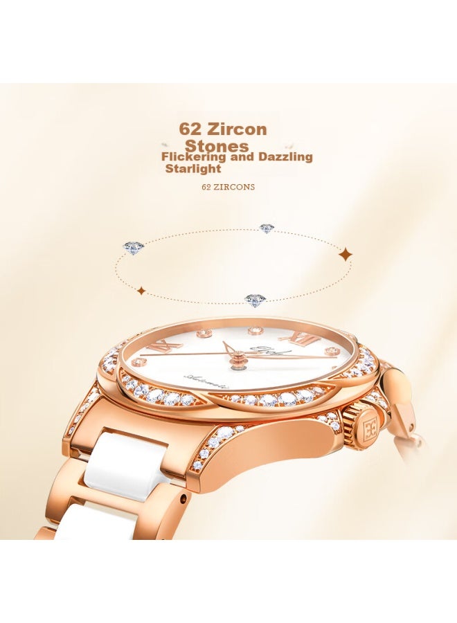 Ebohr Women's Butterfly Love Series Elegant Floral Automatic Mechanical Wrisch, Holiday Gift For New Year's Eve, 51740448 - Image 2