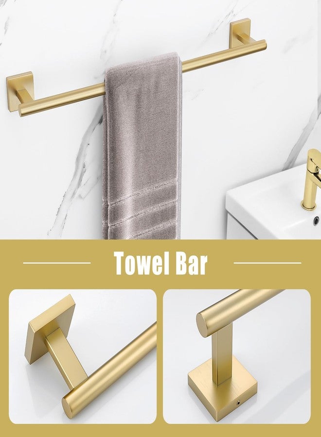 TNOMS Gold Towel Bar Set 5-Piece Brushed Gold Bathroom Hardware Accessories Set Include 23.6in Towel Bar Toilet Paper Holder Towel Ring Towel Hooks,Stainless Steel Towel Holder Set Wall-Mounted - Image 2