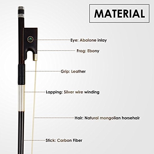 Kmise Carbon Fiber Violin Bows: Lightweight Violin Bow 3/4, Anti-Deformation Fiddle Bow, Ultra-Stretchy Horse Hair, Gift for Professional, Beginner, Adults, Kids Violins Practice (Coffee) - Image 4