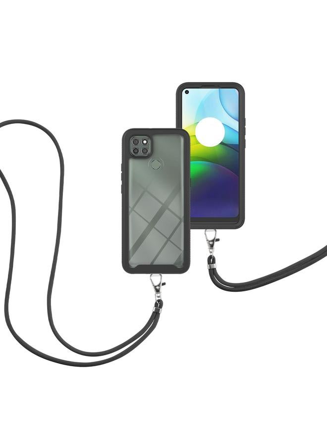 S-TOP Case For Motorola Moto G9 Power Starry Sky Solid Color Series Shockproof PC + TPU Protective Case with Neck Strap - Image 2