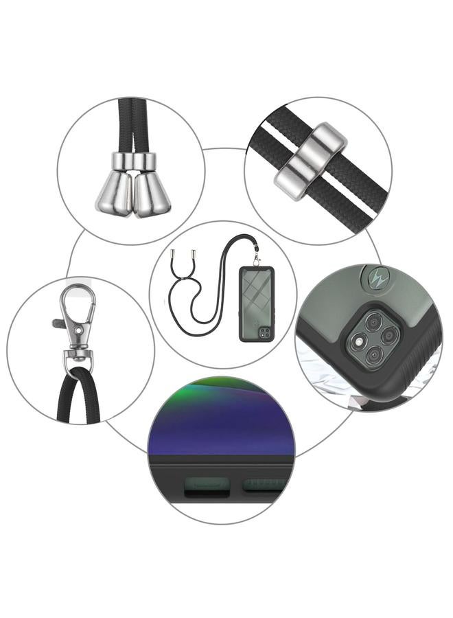 S-TOP Case For Motorola Moto G9 Power Starry Sky Solid Color Series Shockproof PC + TPU Protective Case with Neck Strap - Image 4