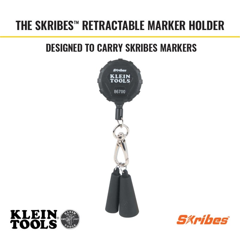 Klein Tools 86700 Retractable Marker Holder with 4-Foot Cord, For use with Skribes Paint, Ultra-Fine, Fine, and Chisel Tip Permanent Markers - Image 2