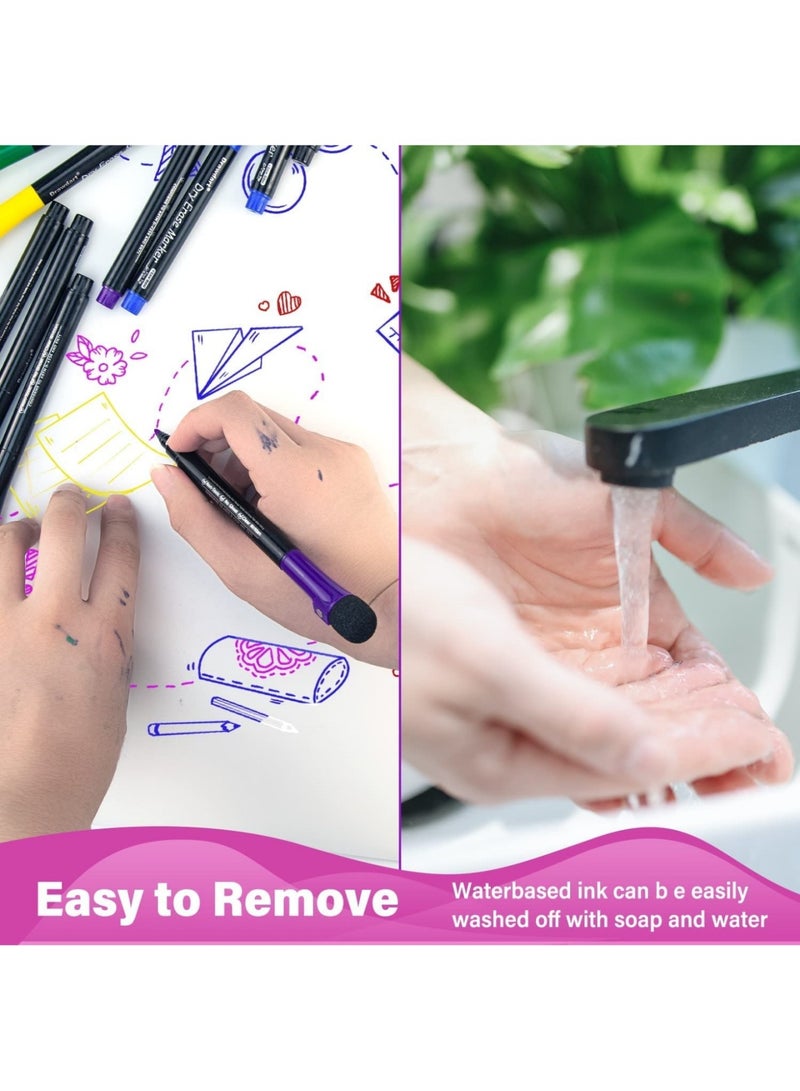 أقلام تحديد مغناطيسية قابلة للمسح الجاف، رفيعة: 12 لونًا من أقلام تحديد السبورة البيضاء القابلة للمسح، رأس رفيع مع غطاء ممحاة، أقلام مسح جاف للسبورة البيضاء منخفضة الرائحة، رأس رفيع للأطفال والمعلمين، للمنزل والمكتب والمدرسة - Image 3