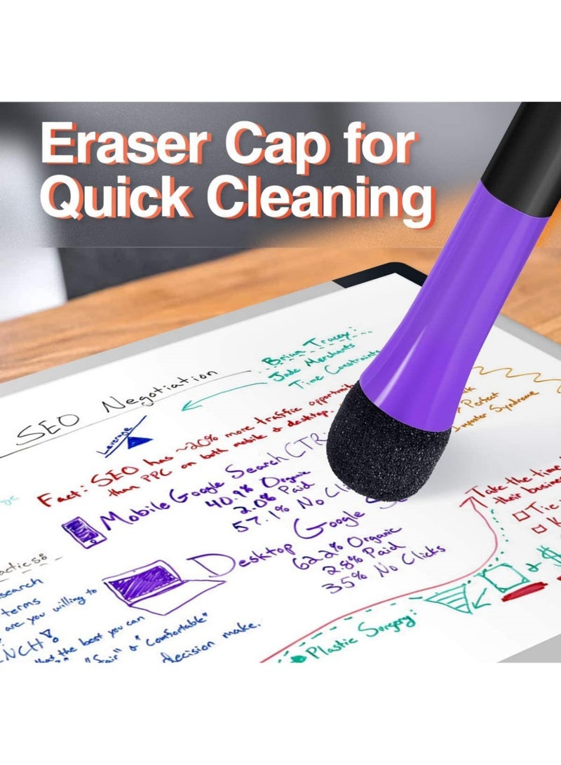 أقلام تحديد مغناطيسية قابلة للمسح الجاف، رفيعة: 12 لونًا من أقلام تحديد السبورة البيضاء القابلة للمسح، رأس رفيع مع غطاء ممحاة، أقلام مسح جاف للسبورة البيضاء منخفضة الرائحة، رأس رفيع للأطفال والمعلمين، للمنزل والمكتب والمدرسة - Image 4