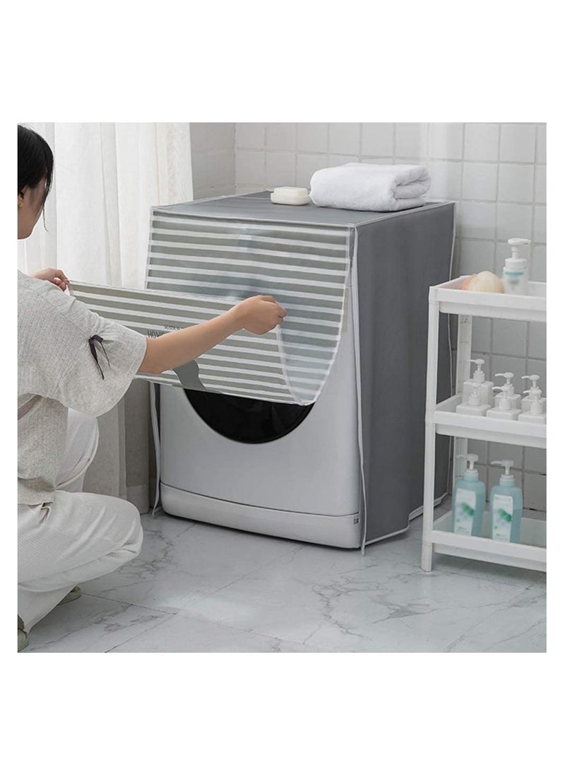 KASTWAVE غطاء غسالة الملابس، غطاء مجفف الغبار لغسالة الملابس، غطاء مقاوم للغبار مع سحاب لحماية الغسالة ذات التحميل الأمامي، نمط كرتوني مقاوم للماء لأشعة الشمس لغسالة الأسطوانة  - Image 4