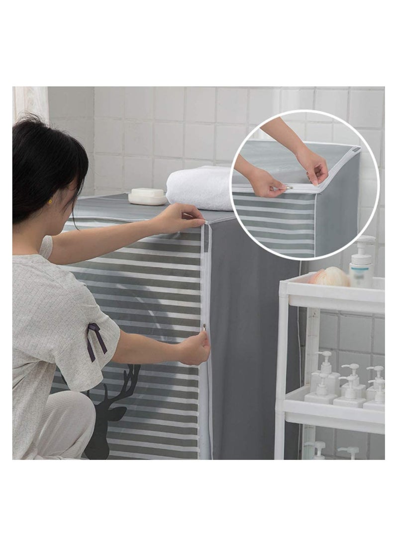 KASTWAVE غطاء غسالة الملابس، غطاء مجفف الغبار لغسالة الملابس، غطاء مقاوم للغبار مع سحاب لحماية الغسالة ذات التحميل الأمامي، نمط كرتوني مقاوم للماء لأشعة الشمس لغسالة الأسطوانة  - Image 2