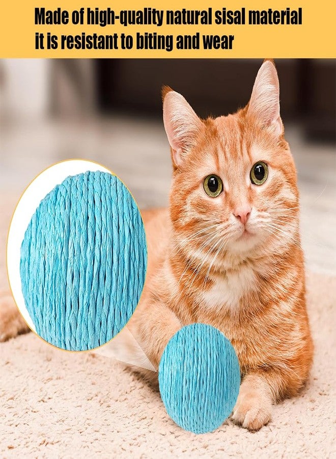 SLAUNT Cat Sisal Ball Toy,Squeak Interactive Cat Toys for Indoors Cats,Natural Sisal Scratcher, Spinning Ball for Boring Cat (Blue) - Image 2