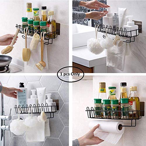Volo VOLO® Self Adhesive Commodity Wall Hanging Shelves for Bathroom and Kitchen with Towel and Tissue Rack Stand, Wall Spice Rack, (Metal, Color : Black)  - Image 3