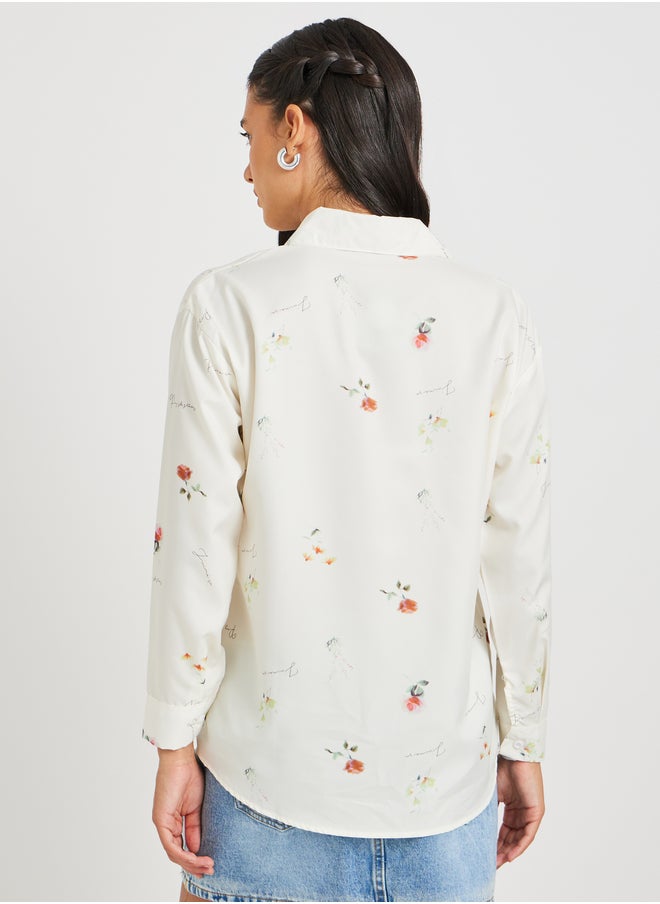 Take Two Floral Print Spread Collar Oversized Shirt  - Image 4