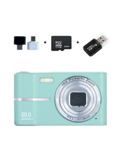 Generic 50 Million Portable 4K High Pixel 2.4-inch Retro Old-fashioned Digital Camera Portable Card Player Entry-level-Body Color:Green +32G Memory Card + Android Mobile Phone Adapter + USB Card Reader  - Image 1
