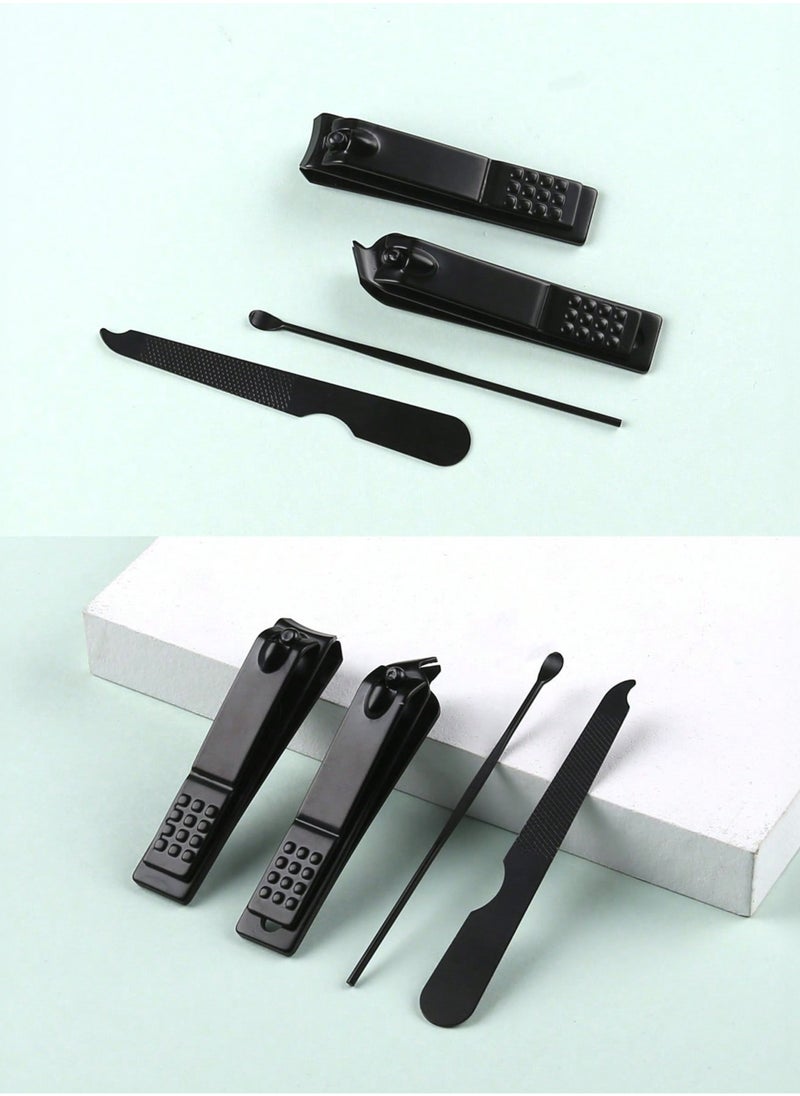amazing.EGP Nail Clipper Set, 4pcs Stainless Steel Nail Clipper Kit with Brown Case, Cleaner, Dead Skin Remover Quickly Manicure Tools Stainless Steel for Men Women Nail Cleaner  - Image 2