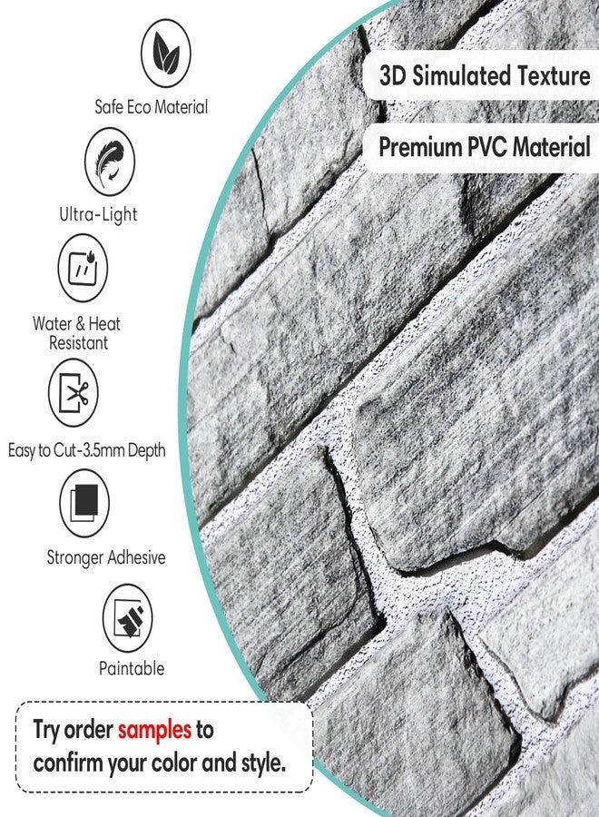 Commomy 12pcs Faux Stone 3D Wall Panels Peel and Stick - 22.8" x 11.8" PVC Stone Textured Wall Panel for Interior Wall Tile Kitchen, Bedroom, Living Room,TV Background,RV (Covers 22.48 sq.ft) - Image 3