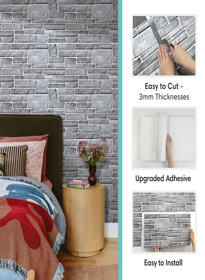 Commomy 12pcs Faux Stone 3D Wall Panels Peel and Stick - 22.8" x 11.8" PVC Stone Textured Wall Panel for Interior Wall Tile Kitchen, Bedroom, Living Room,TV Background,RV (Covers 22.48 sq.ft) - Image 4