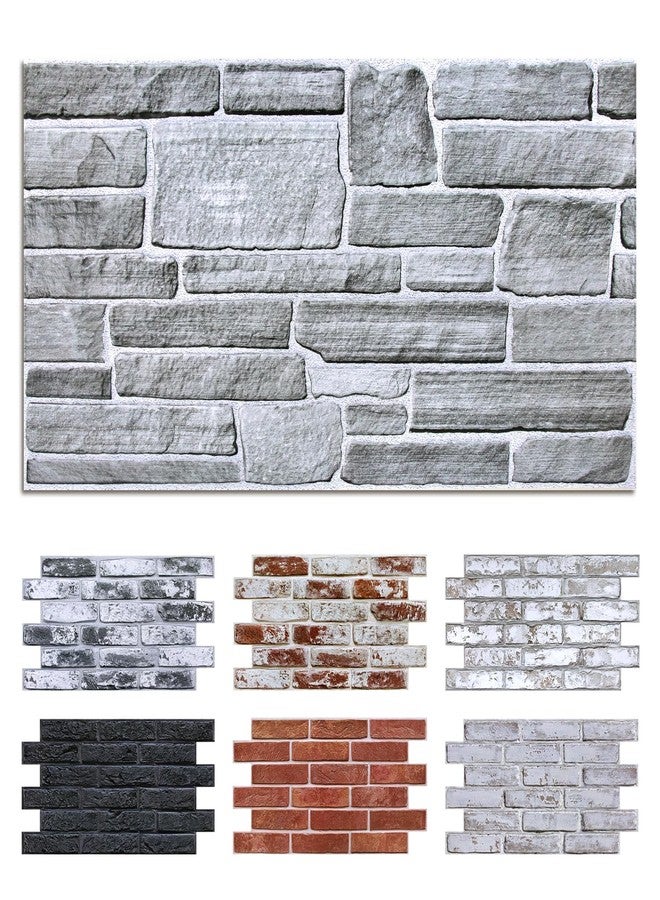 Commomy 12pcs Faux Stone 3D Wall Panels Peel and Stick - 22.8" x 11.8" PVC Stone Textured Wall Panel for Interior Wall Tile Kitchen, Bedroom, Living Room,TV Background,RV (Covers 22.48 sq.ft) - Image 1