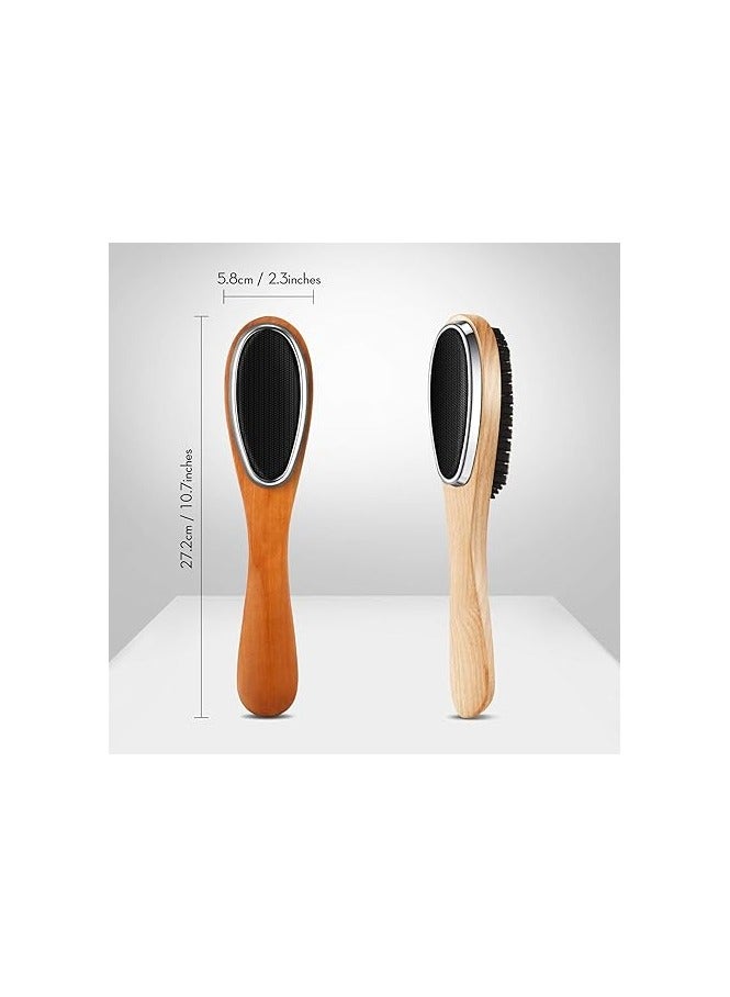 فيتاشيلي 2 قطعة 3 في 1 فرشاة قماش الوبر فرشاة الملابس على الوجهين فرشاة مزيل الوبر فرشاة الحذاء القرن خشب الزان مقبض للملابس الصوف معطف الأريكة شعر الأليفة ، لون عشوائي - Image 2