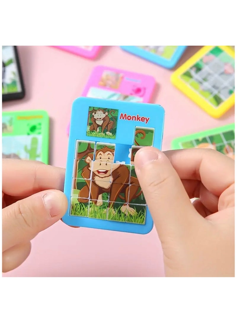 10pcs Cartoon Animal Slide Puzzles, 16 Grid Maze Puzzle Toys, Exercise Hand Eye Coordination Skills, School Student Prize Gifts, Party Gatherings, Small Game Competitions - Image 2