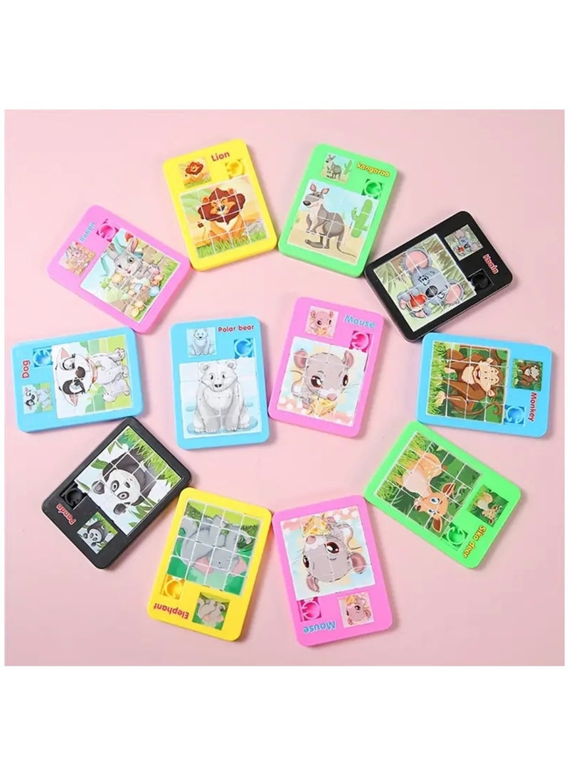 10pcs Cartoon Animal Slide Puzzles, 16 Grid Maze Puzzle Toys, Exercise Hand Eye Coordination Skills, School Student Prize Gifts, Party Gatherings, Small Game Competitions - Image 3