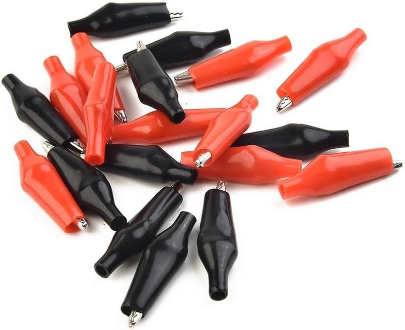 20 قطعة من ملاقط التمساح الحمراء والسوداء مع مجسات اختبار وأكمام معزولة للتوصيل الكهربائي الآمن - Image 5