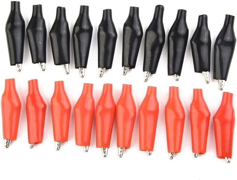 20 قطعة من ملاقط التمساح الحمراء والسوداء مع مجسات اختبار وأكمام معزولة للتوصيل الكهربائي الآمن - Image 1