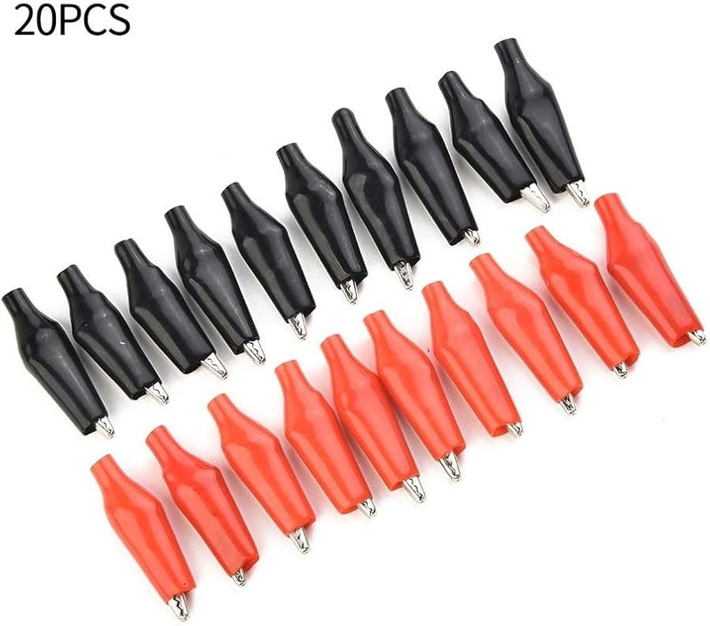 20 قطعة من ملاقط التمساح الحمراء والسوداء مع مجسات اختبار وأكمام معزولة للتوصيل الكهربائي الآمن - Image 3