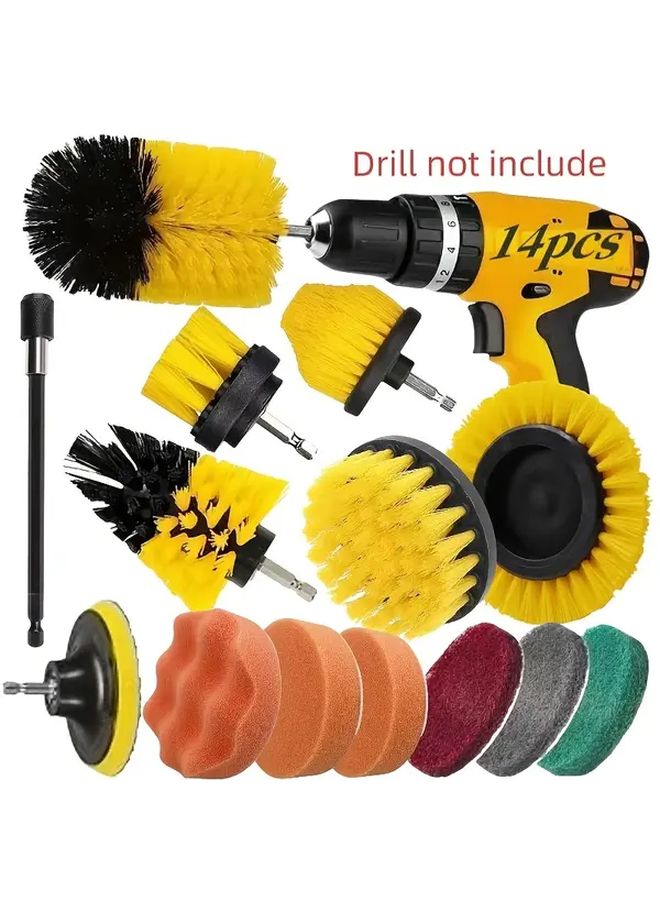 18 Piece Drill Brush Attachment Kit For Bathroom Tile Floor And Car Cleaning - Image 1