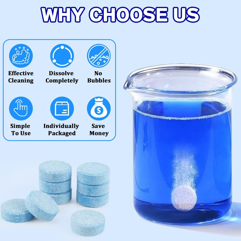 Vigorder 100 Pieces Windshield Washer Tablets,1 Piece Makes 1 Gallon Windshield Washer Fluid, Professional Car Window Cleaner, Remove Glass Stains, (Winter: Use With De-Icer or Methanol) - Image 3