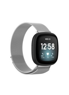 Replacement Strap For Fitbit Versa 3 Milanese Watch Band, Size:S 202mm Silver