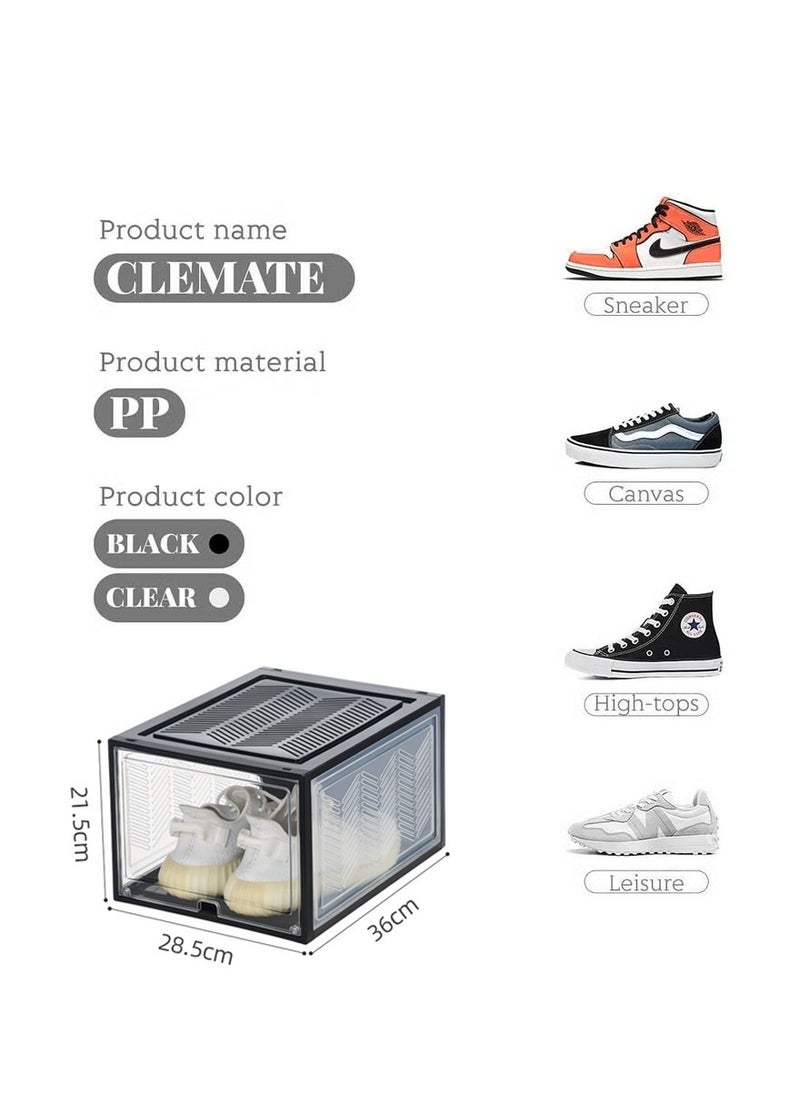 Arabest Shoe Storage Box, 4 Pack Shoe Organizer with Transparent Lid, Stackable Storage Container for Shoes Clothes Toys Cosmetics (Black)  - Image 3