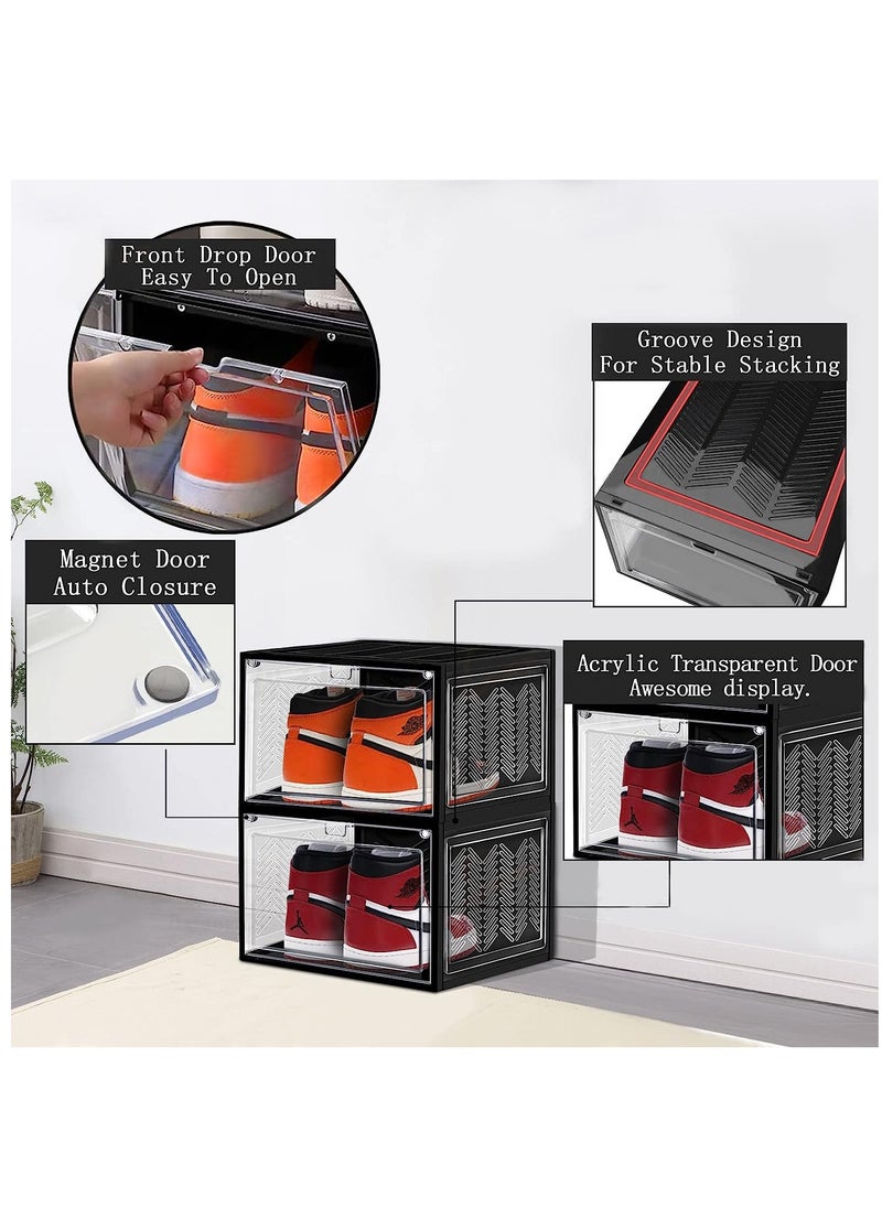 Arabest Shoe Storage Box, 4 Pack Shoe Organizer with Transparent Lid, Stackable Storage Container for Shoes Clothes Toys Cosmetics (Black)  - Image 4